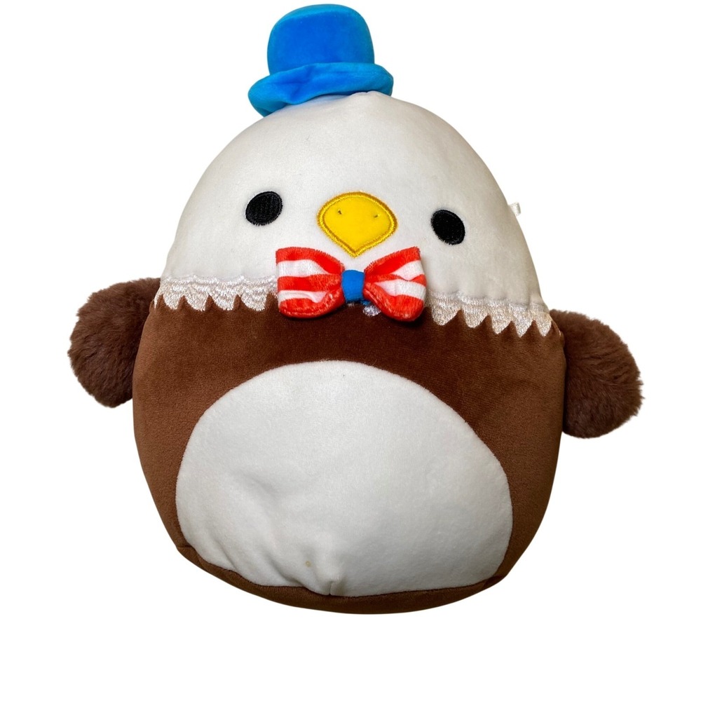 Squishmallows Edward the Eagle Patriotic Top Hat Bow Tie‎ Plush 8" 2024 No Tag